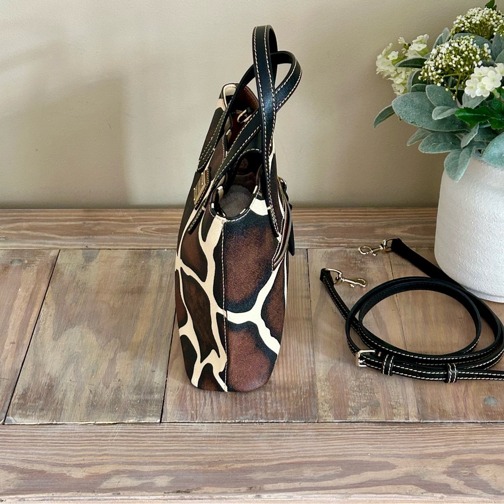 Dooney & Bourke Brown, Black & Cream Giraffe Print Small Tote - Picture 6 of 12